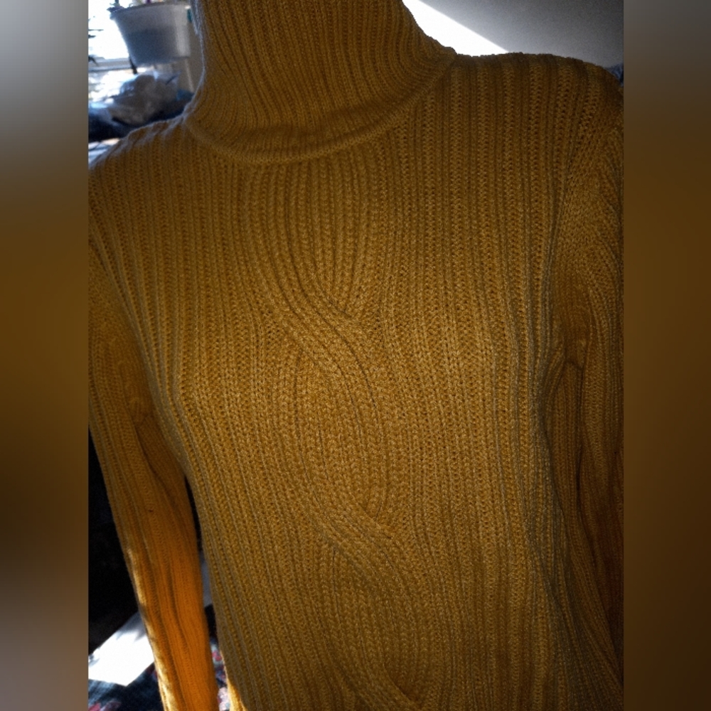Golden Tan Knit Turtle Neck Sweater